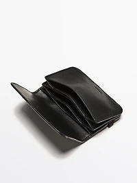 Nappa leather card holder with flap