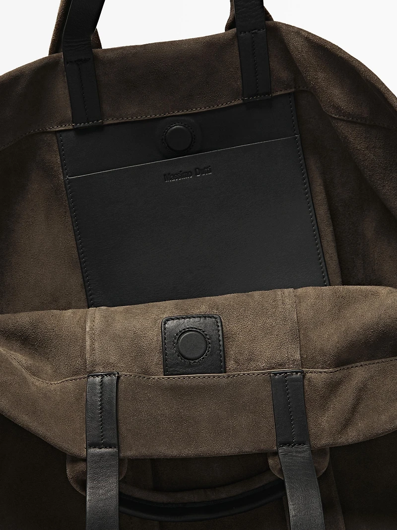 Sac cabas en croûte de cuir