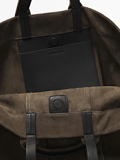 Sac cabas en croûte de cuir