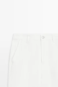 100% linen cropped flare fit pants