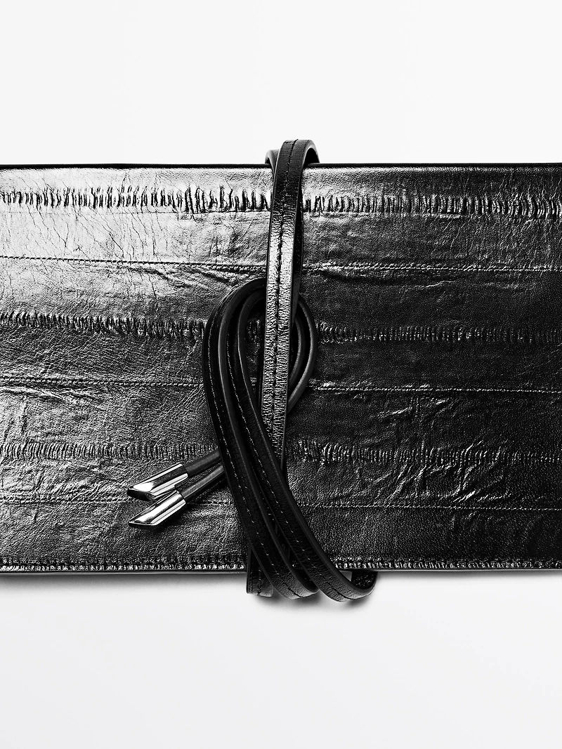 Textured leather handbag