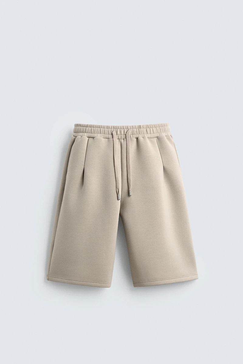 SHORT LONG EFFET NÉOPRÈNE À PINCES