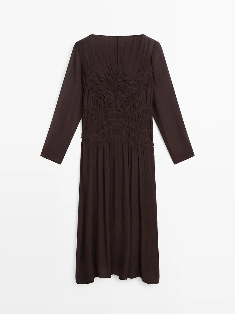 Flowing midi dress with gathered detail