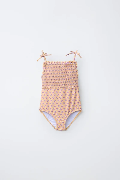 6-14 YEARS / SMOCKED FLORAL SWIMSUIT