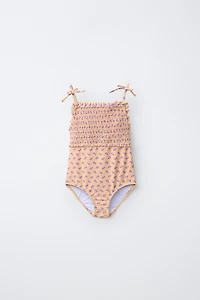 6-14 YEARS / SMOCKED FLORAL SWIMSUIT
