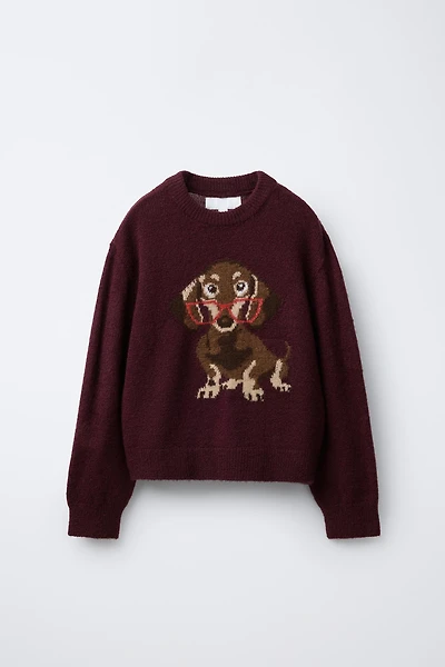PULL EN MAILLE AVEC CHIEN BRODÉ
