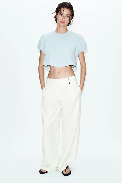CROPPED VOLUMINOUS SLEEVE T-SHIRT