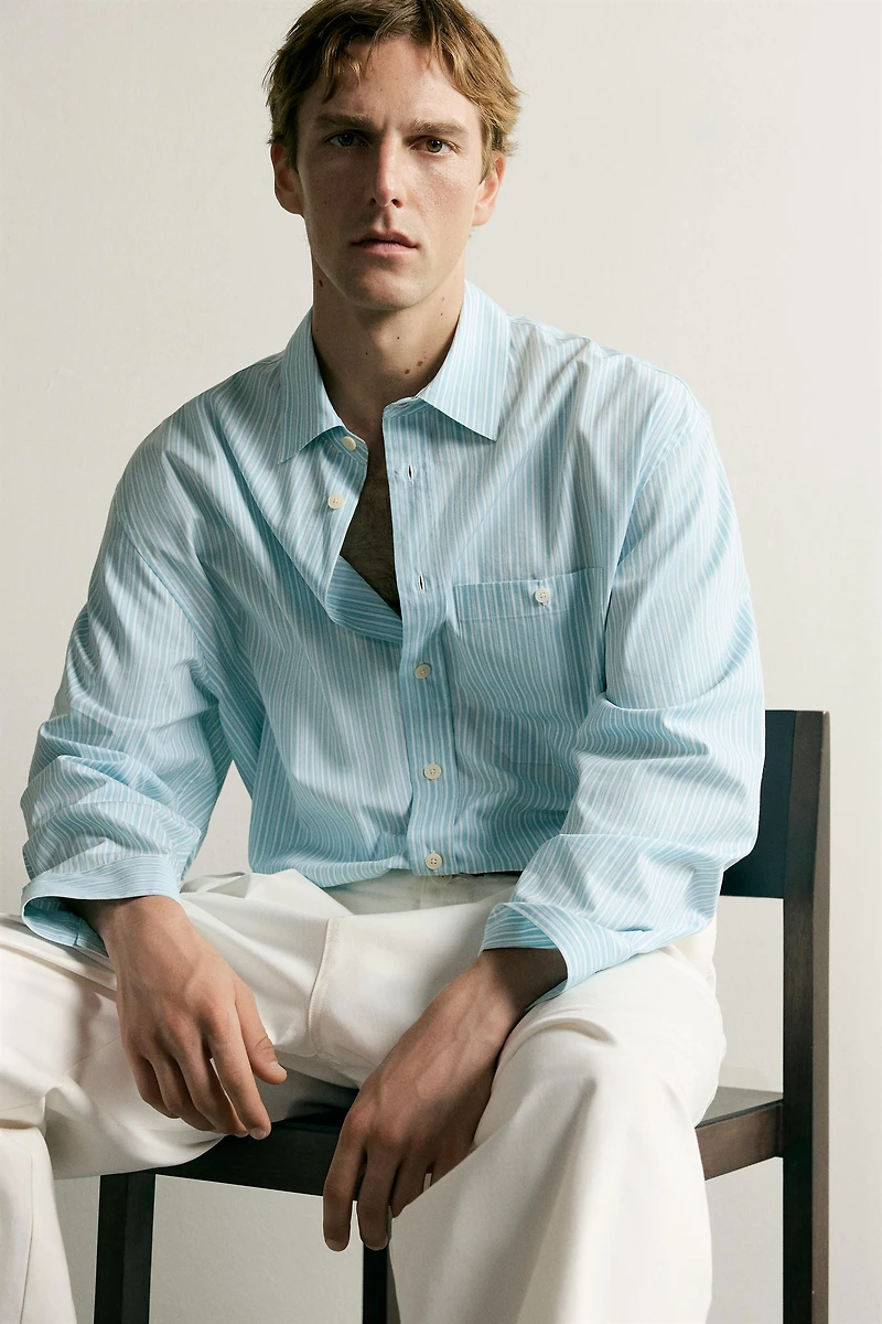 STRIPED BOXY FIT SHIRT