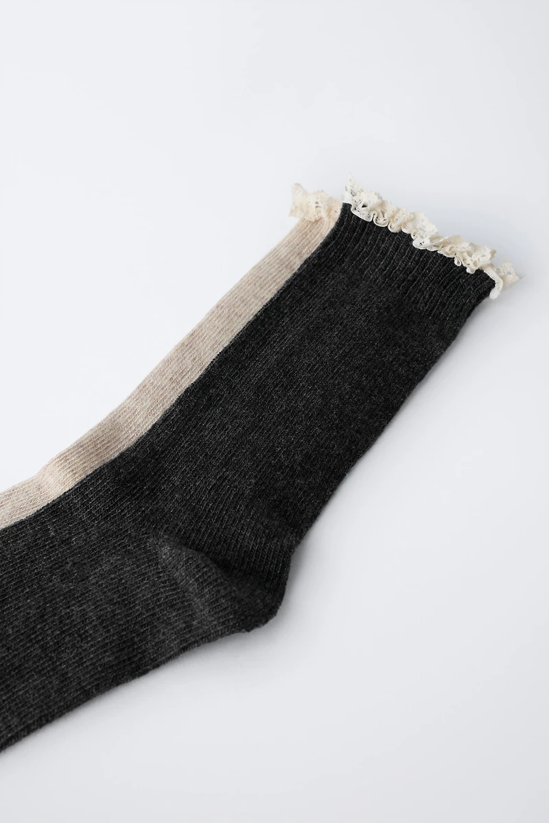 TWO-PACK OF LACE TRIMMED SOCKS