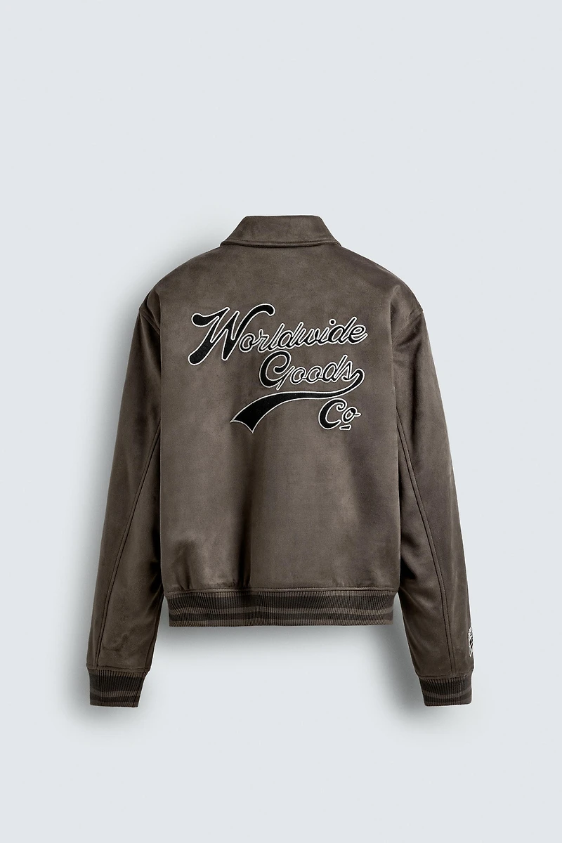 BLOUSON EFFET DAIM PIÈCES ET BRODERIES