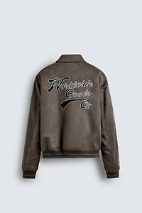 BLOUSON EFFET DAIM PIÈCES ET BRODERIES