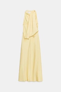 DRAPED HALTER MIDI DRESS WITH OPEN BACK