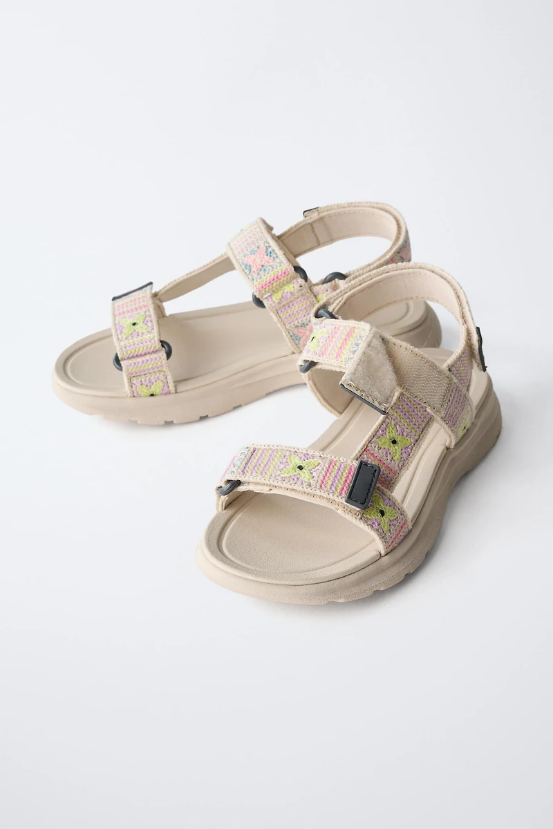 CROCHET EFFECT TECHNICAL SANDALS