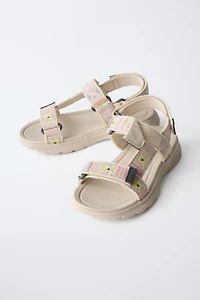 CROCHET EFFECT TECHNICAL SANDALS
