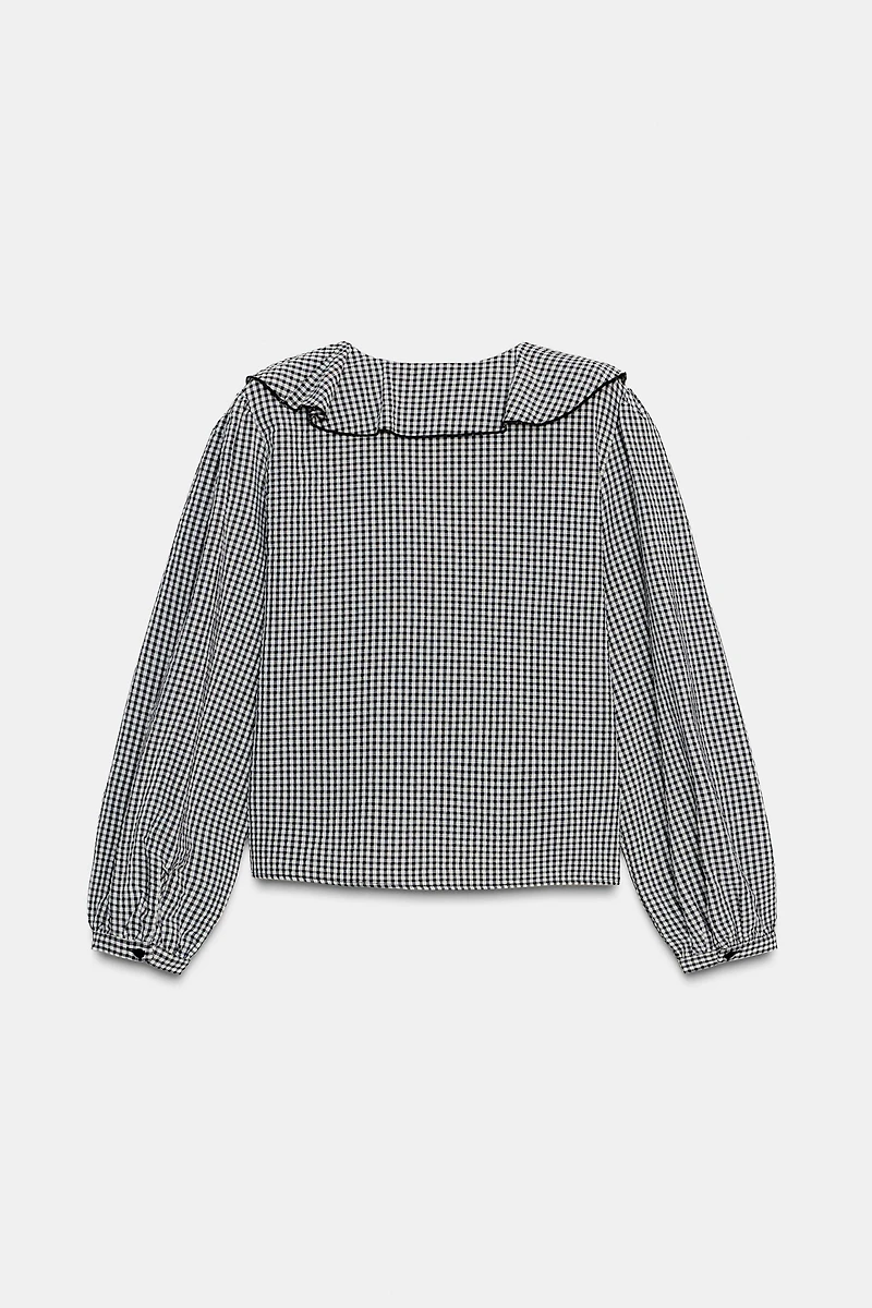 RUFFLED GINGHAM BLOUSE
