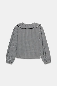 RUFFLED GINGHAM BLOUSE