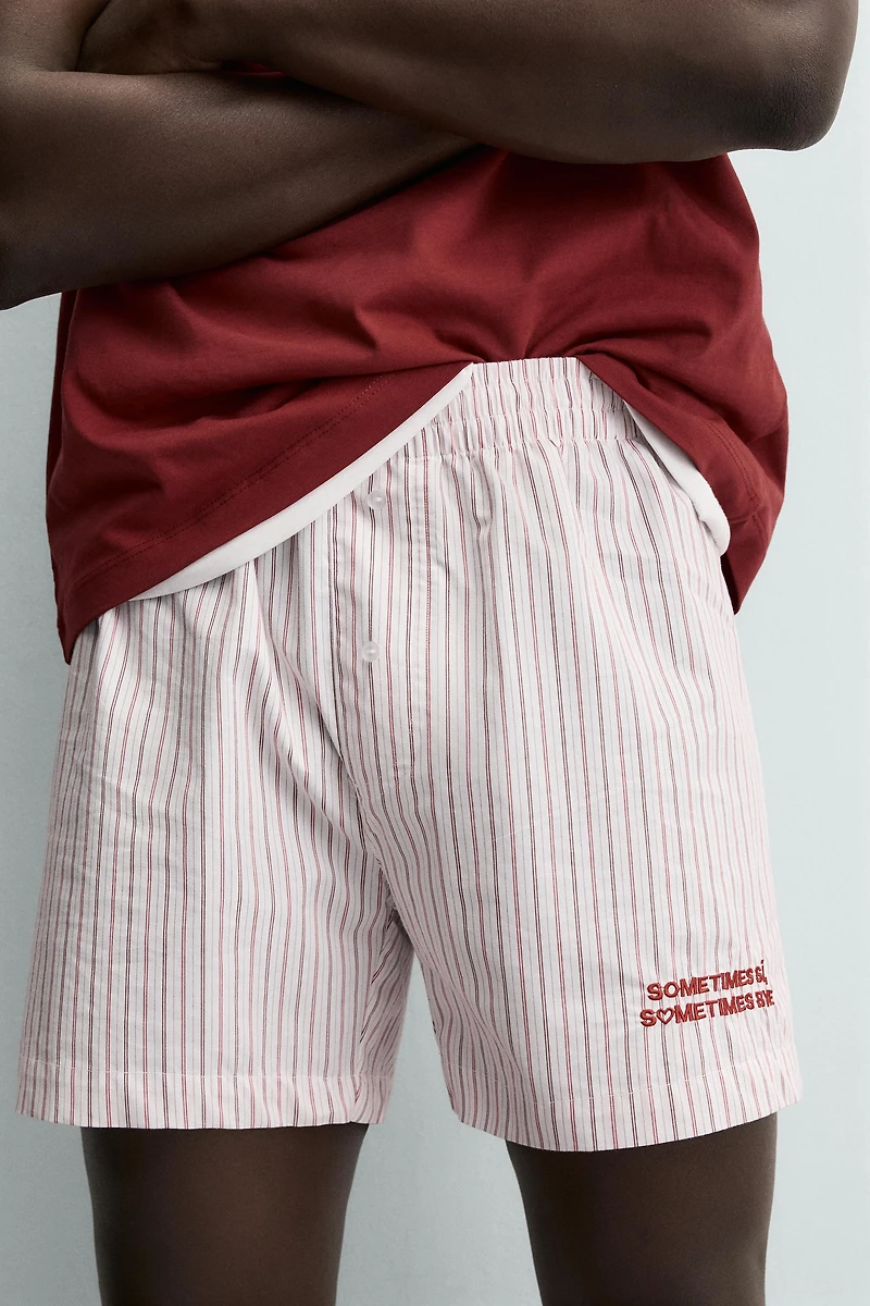 EMBROIDERED TEXT POPLIN BOXERS