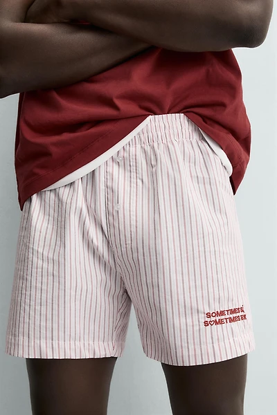 EMBROIDERED TEXT POPLIN BOXERS