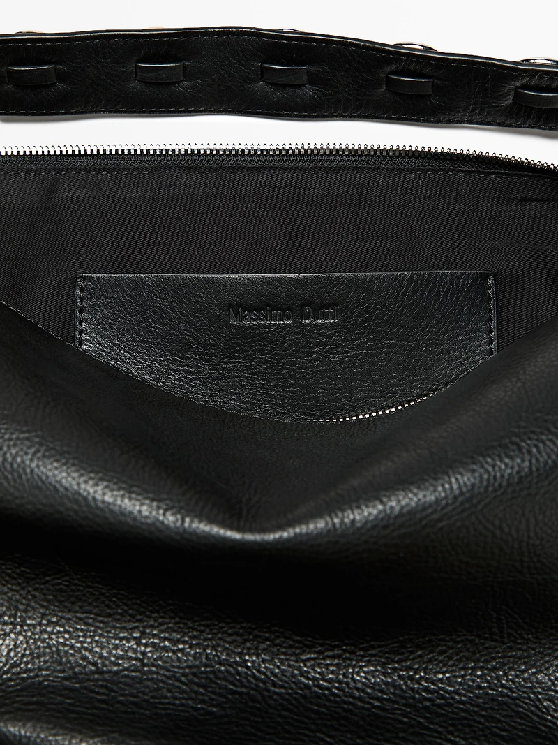 Nappa leather bag with eyelets
