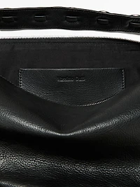 Nappa leather bag with eyelets