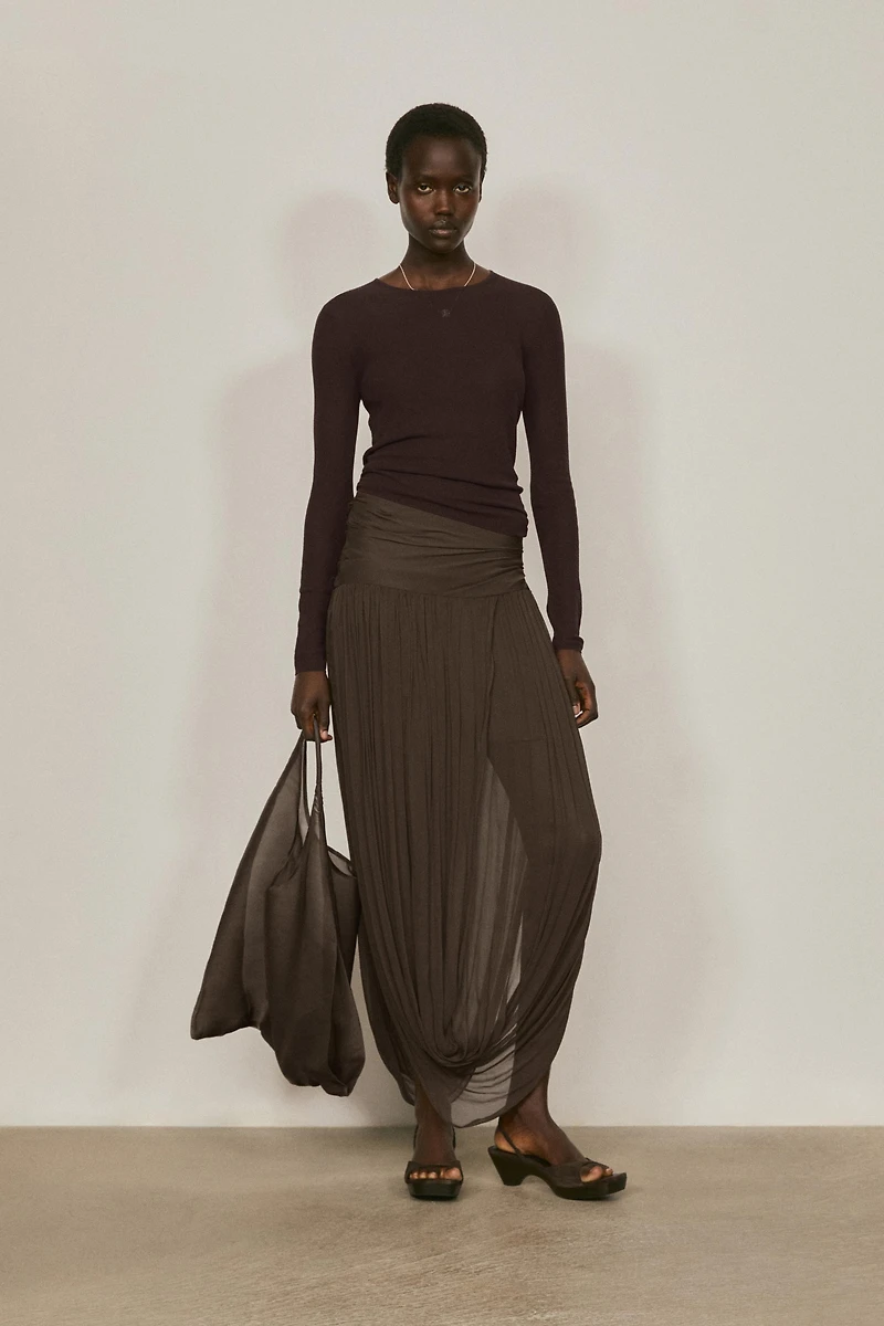 Midi skirt with puff detail - LIMITED EDITION