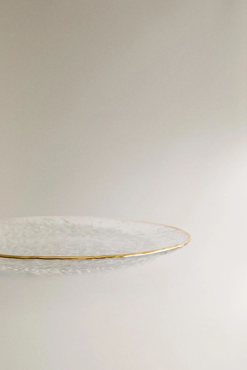 RAISED GLASS SIDE PLATE WITH GOLD RIM