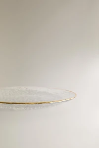 RAISED GLASS SIDE PLATE WITH GOLD RIM