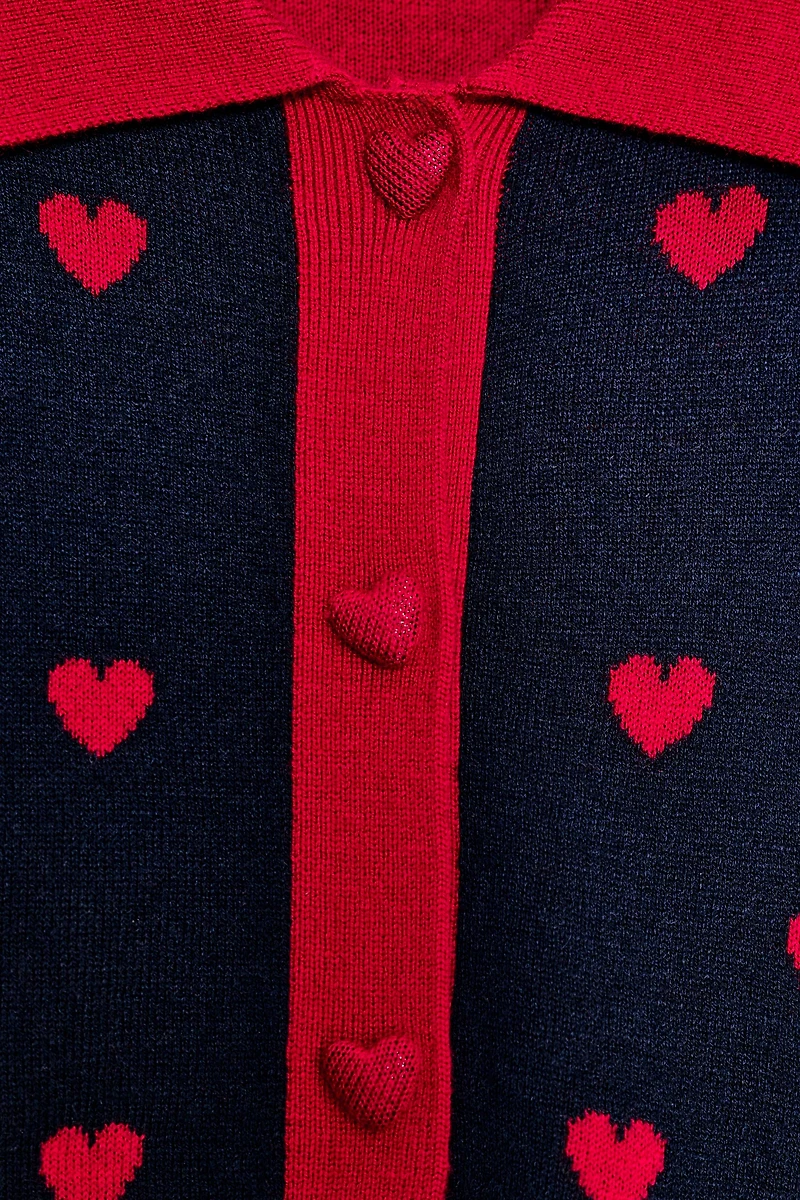 GILET EN MAILLE JACQUARD CŒURS