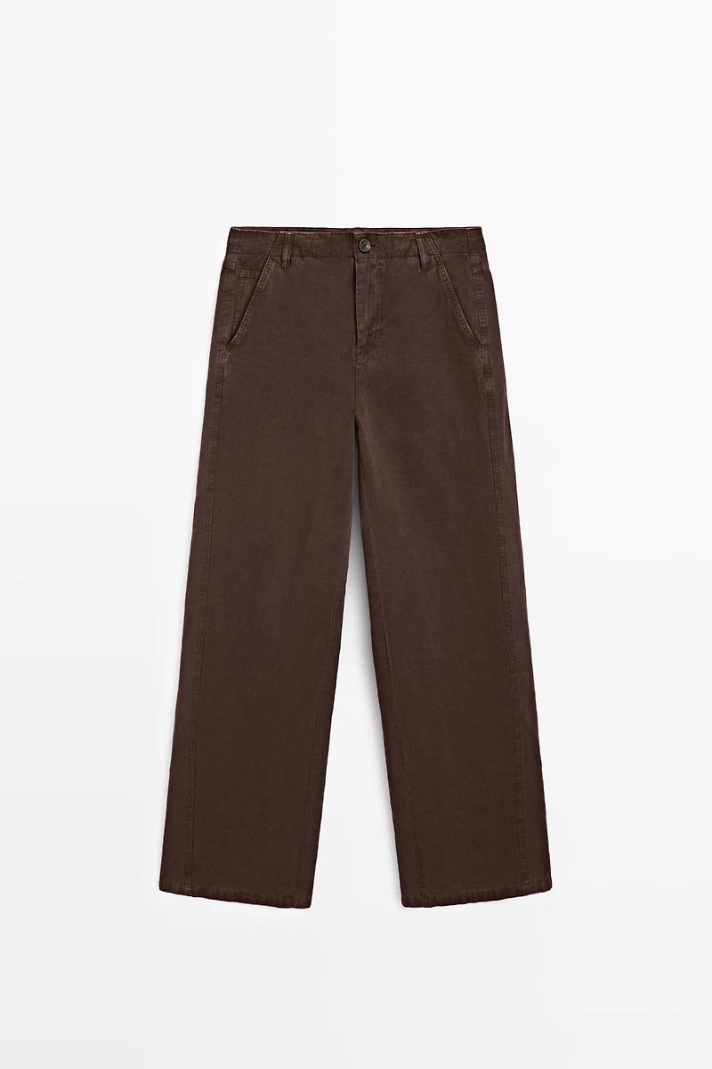 Linen blend trousers with seam detail
