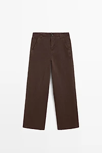 Linen blend trousers with seam detail