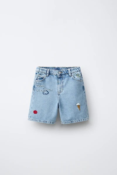 SHORT EN JEAN BRODÉ