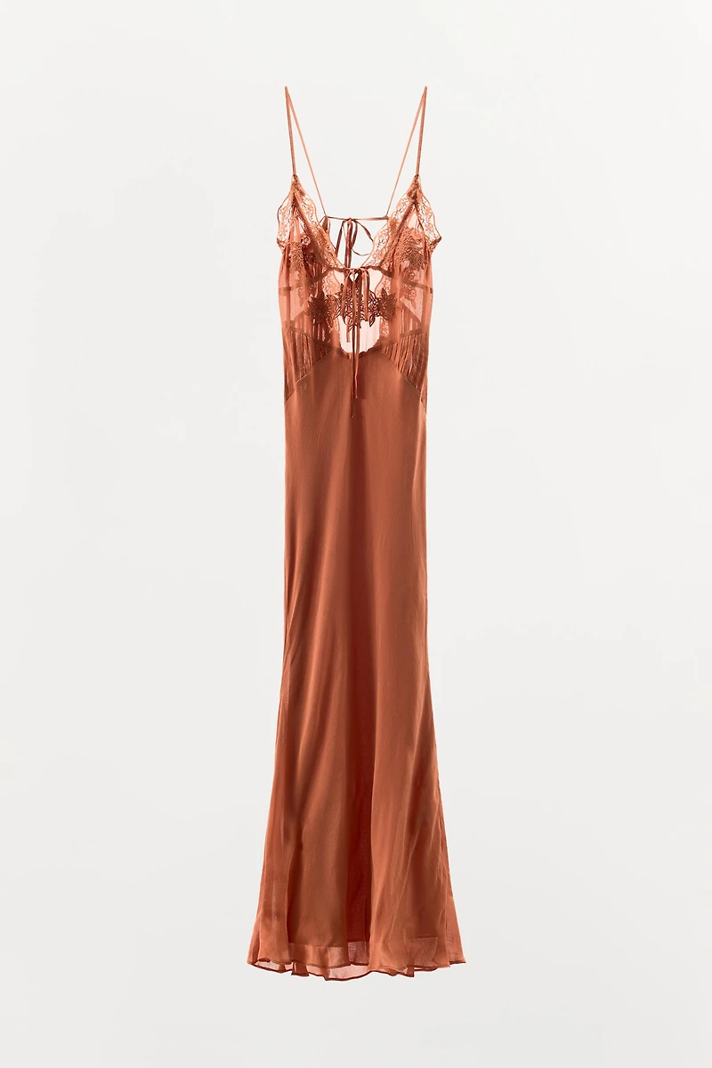 GEORGETTE DRESS WITH EMBROIDERY AND BEADING