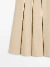 Cotton box pleat midi skirt