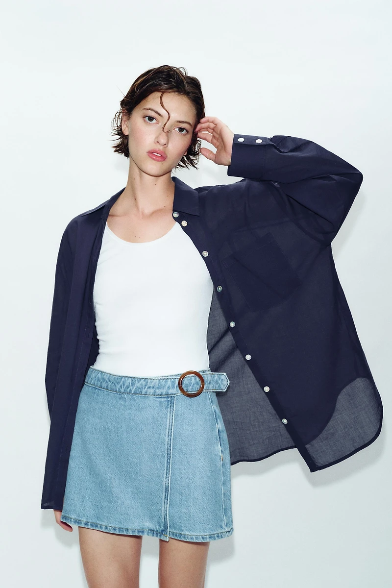 Z1975 WRAP DENIM SKORT WITH BUCKLE