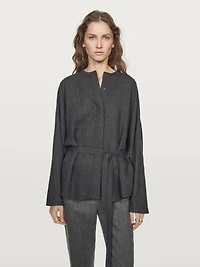 Felt texture shirt with tie detail