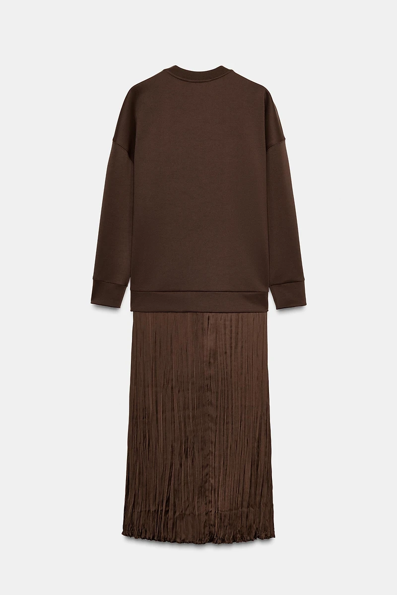 COMBINATION SATIN EFFECT DRESS