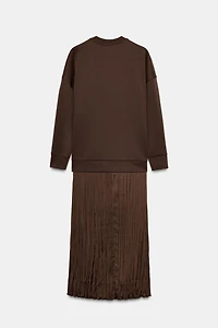 COMBINATION SATIN EFFECT DRESS