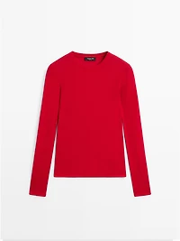 Long sleeve cotton blend T-shirt