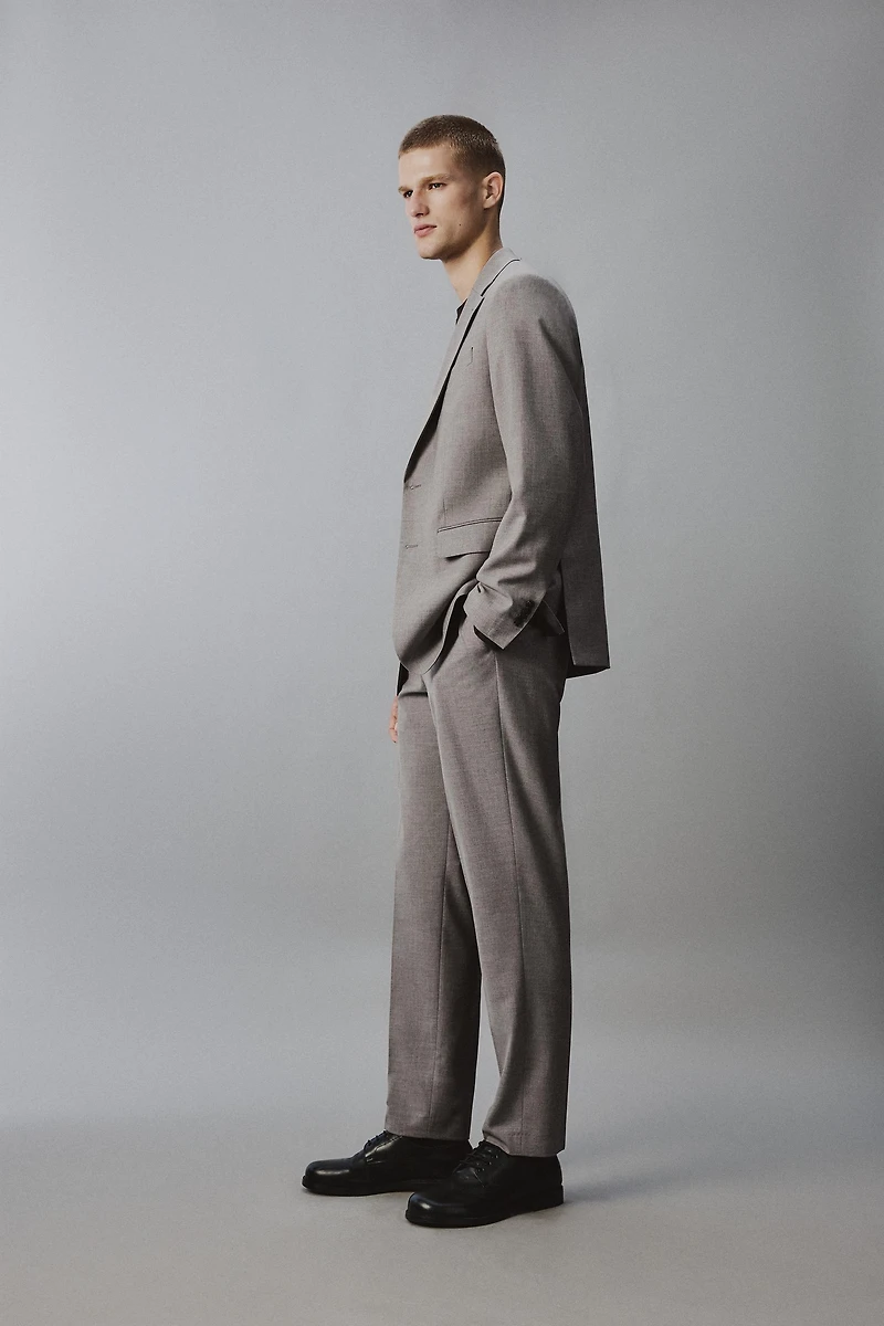 REGULAR FIT TEXTURED SUIT PANTS