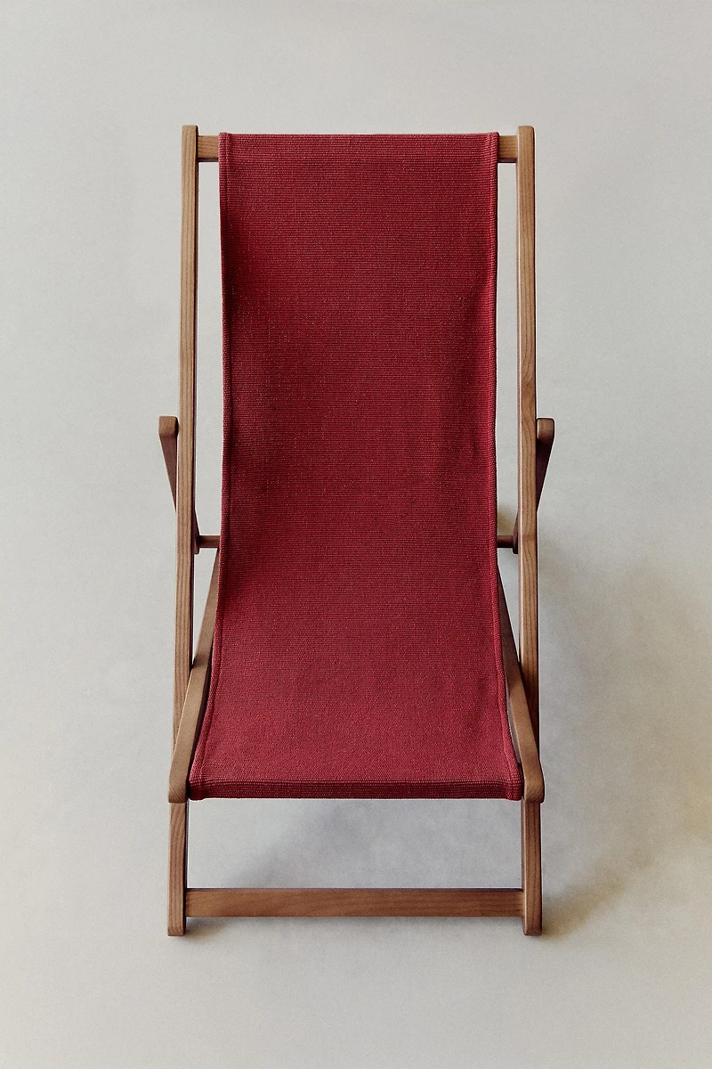 CHAISE LONGUE PLIANTE BOIS ET COTON