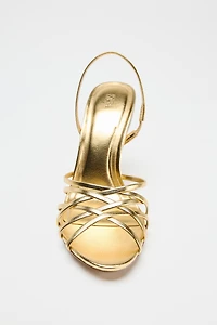 METALLIC EFFECT HEELED SANDALS