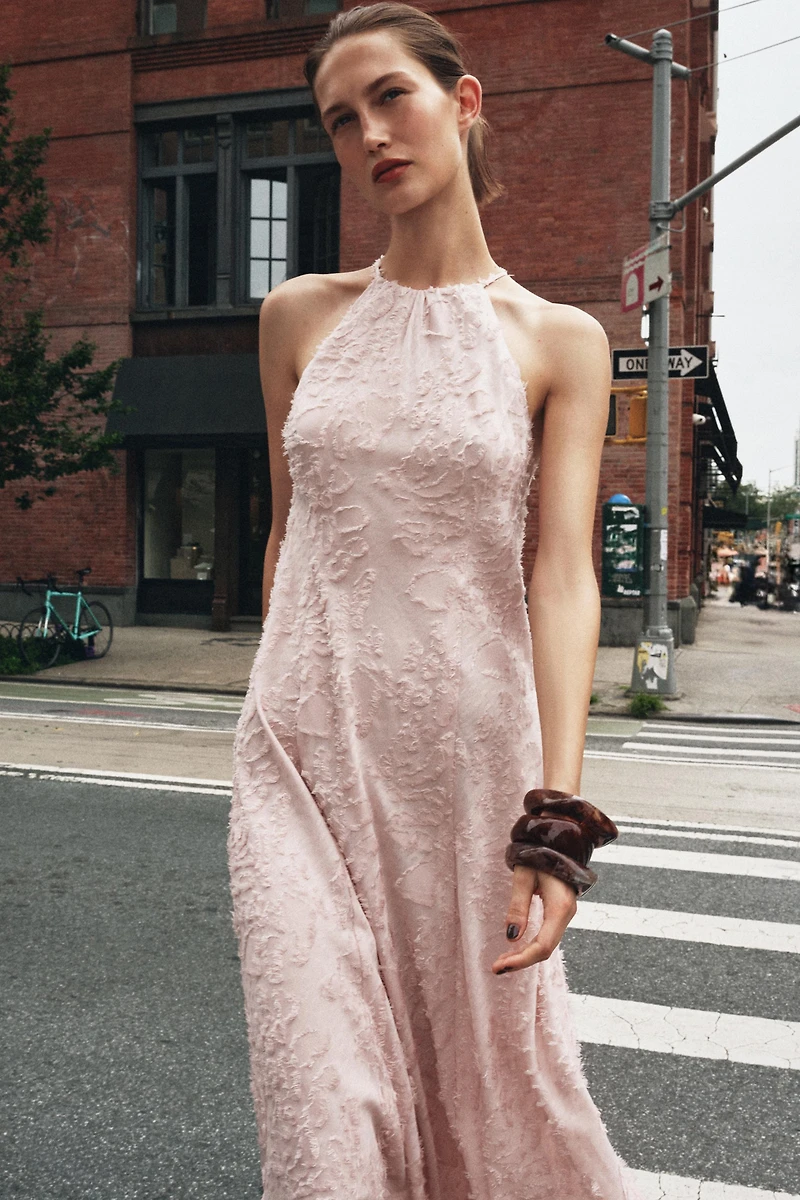 HALTER FRAY MIDI DRESS