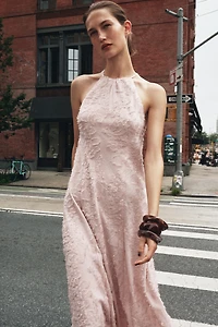 HALTER FRAY MIDI DRESS