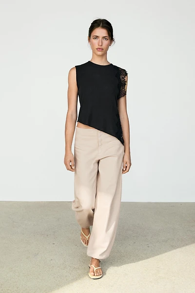 Sleeveless top with lace detail