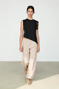 Sleeveless top with lace detail