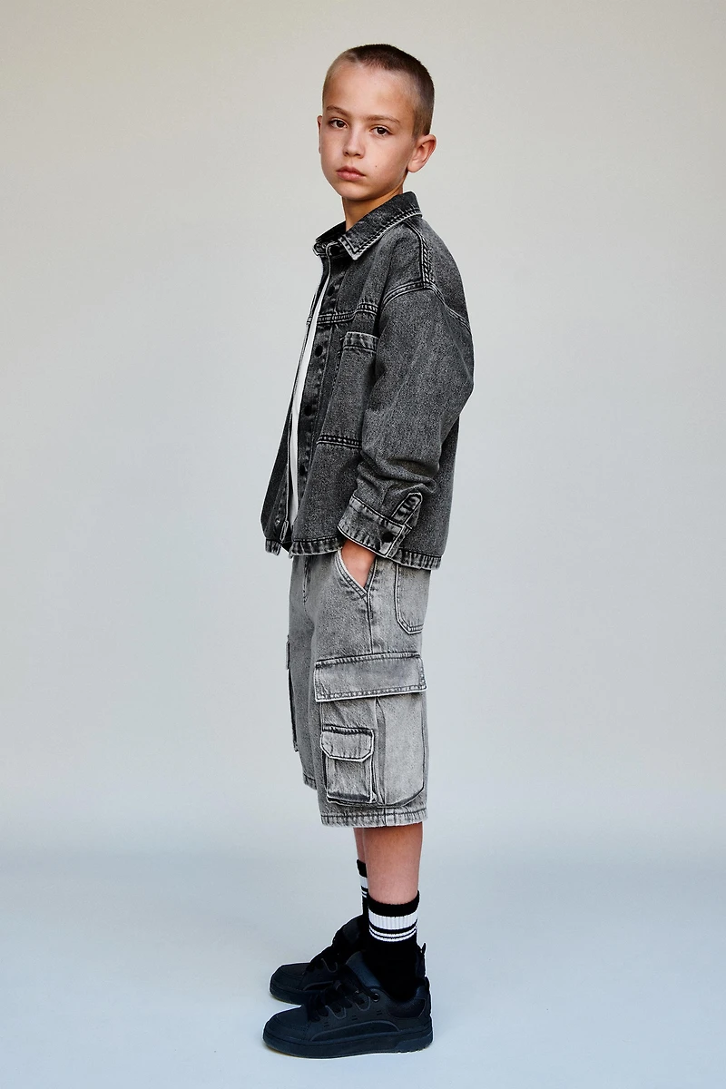 MULTICARGO WIDE DENIM SHORTS
