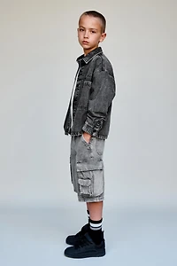 MULTICARGO WIDE DENIM SHORTS
