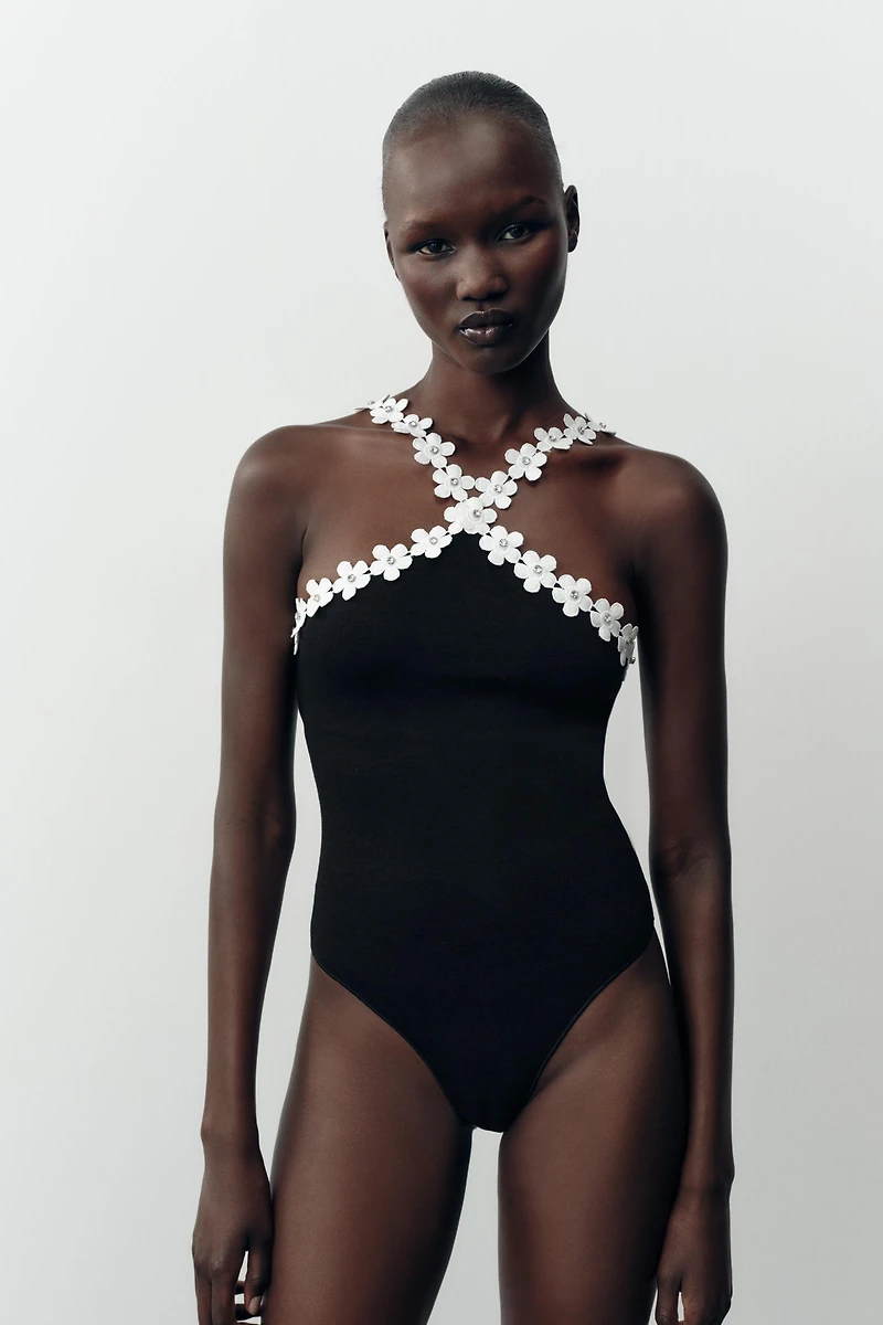 FLORAL HARDWARE STRETCH BODYSUIT