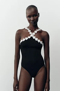 FLORAL HARDWARE STRETCH BODYSUIT