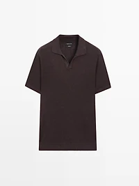 Linen V-neck polo sweater